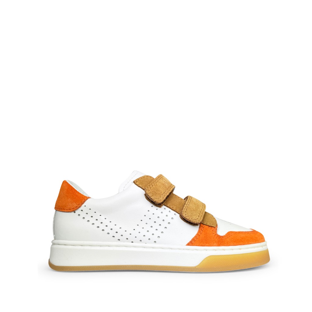 Beberlis - White sneaker with orange