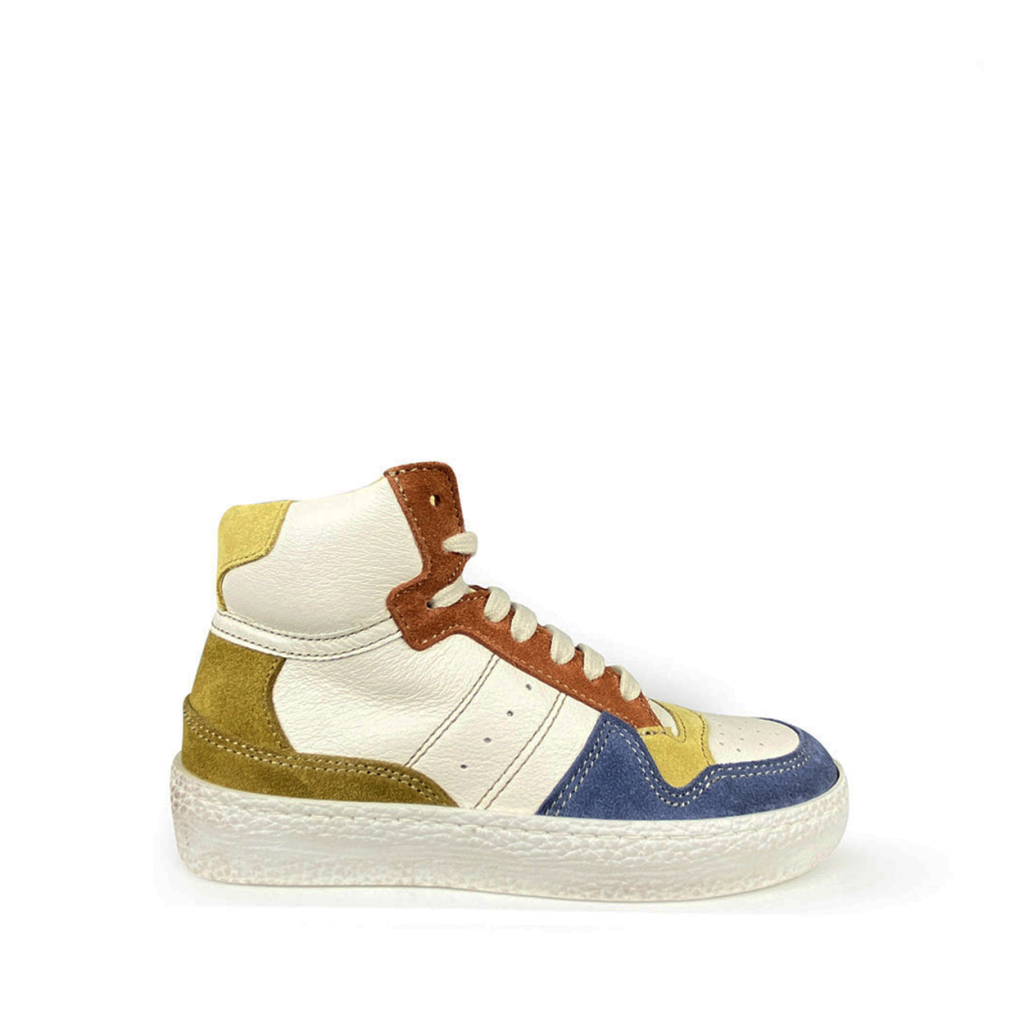 Ocra - Mid-height white sneaker with coloured accents
