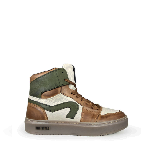 HIP trainer High sturdy brown sneaker with green
