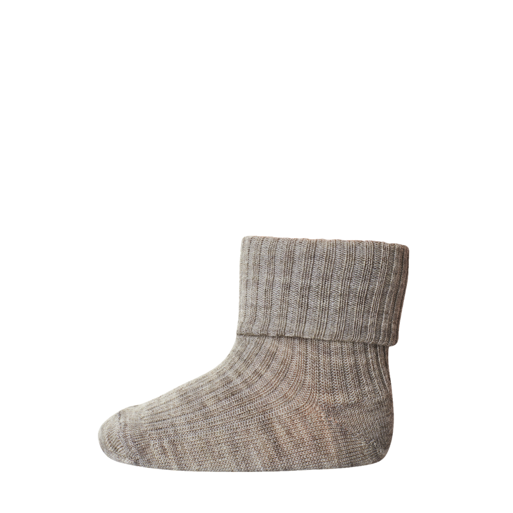 mp Denmark - Fine wool rib socks Ivy Light Brown Melange