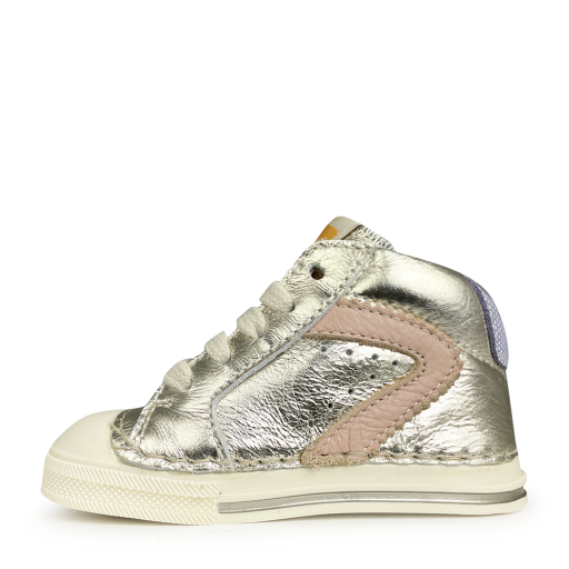 Ocra trainer Silver sneaker with pink accent