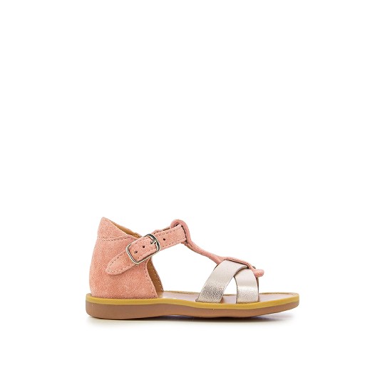 Kinderschoen online Pom d'api sandalen Sandaal roze gekruiste bandjes