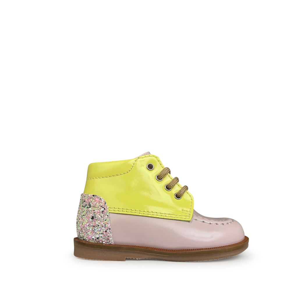 Beberlis - Lace-up pink and yellow