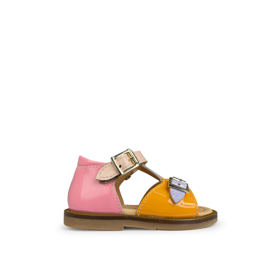 Kinderschoen online Ocra sandalen Sandaal oranje, roze en blauw