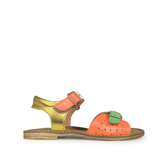 Rondinella sandalen Sandaal oranje, goud en groen