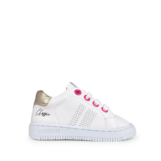 Kids shoe online Shoesme first walkers Pre-sneaker white and platinum