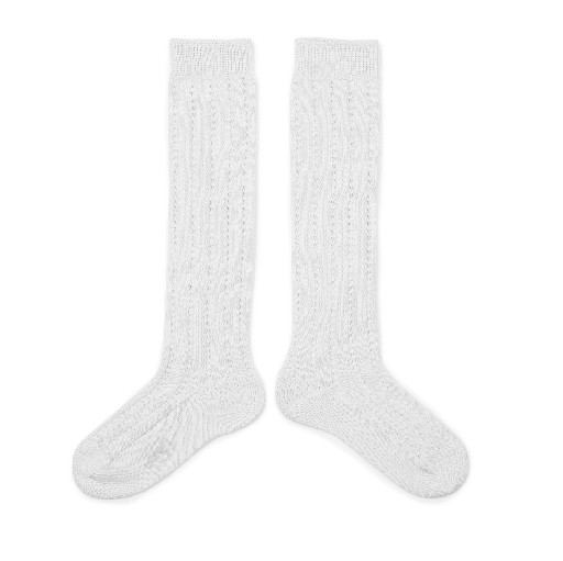 Kids shoe online Collegien knee socks Knee socks with pattern wit - blanc neige
