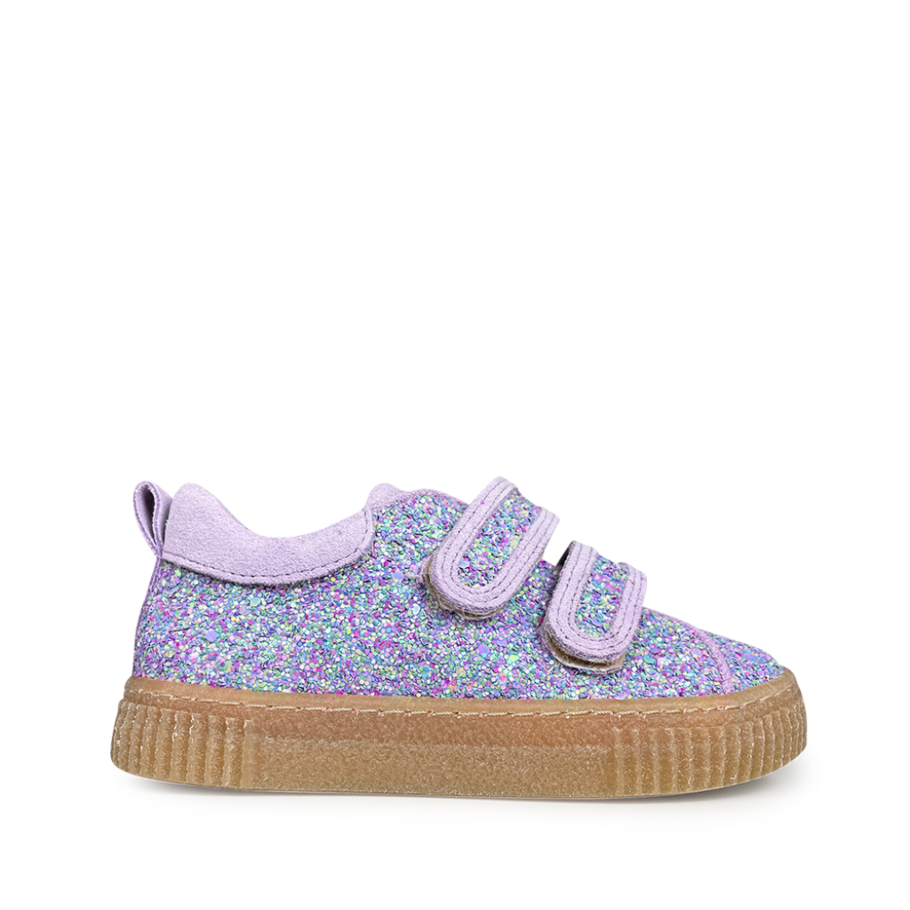 Angulus - Velcro sneaker in lilac multiglitter