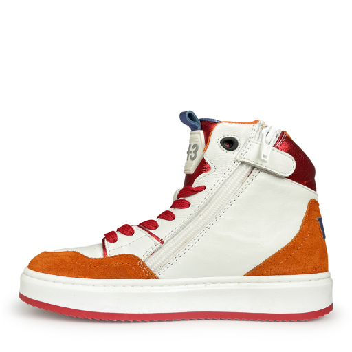 HIP trainer High sturdy white sneaker with red and orange
