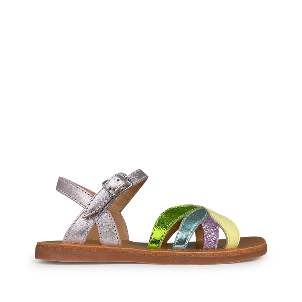 Pom d'api - Multicolor sandaal met gekruiste bandjes