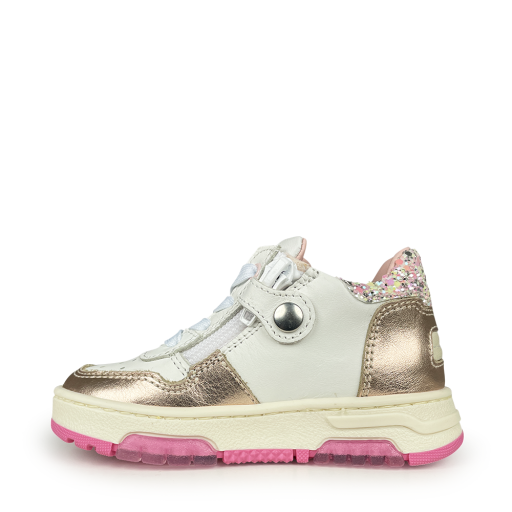 Rondinella trainer White sneaker with pink glitter