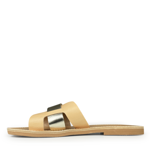 Thluto sandals Stylish natural and gold leather slippers