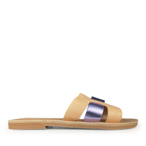 Thluto sandals Stylish natural and purple leather slippers
