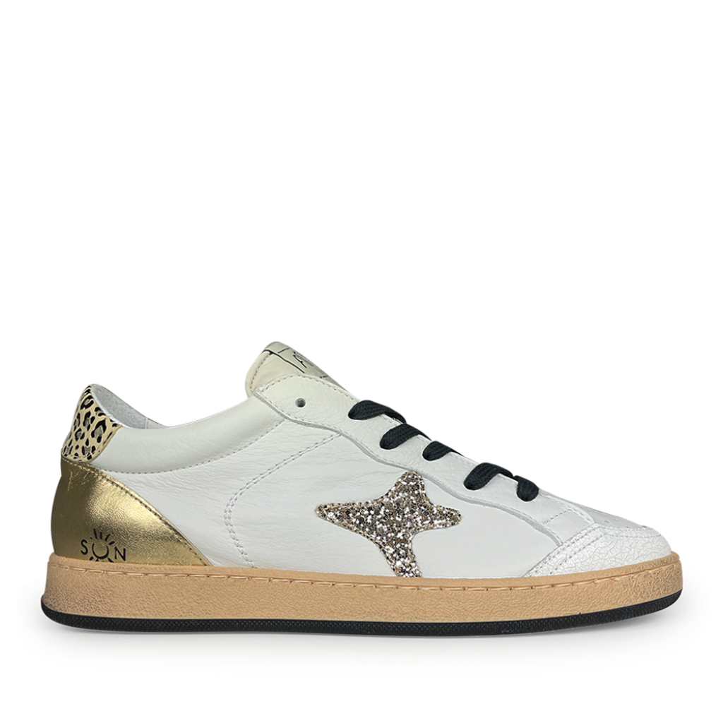 AMA BRAND - Trainer white with gold and leopard print