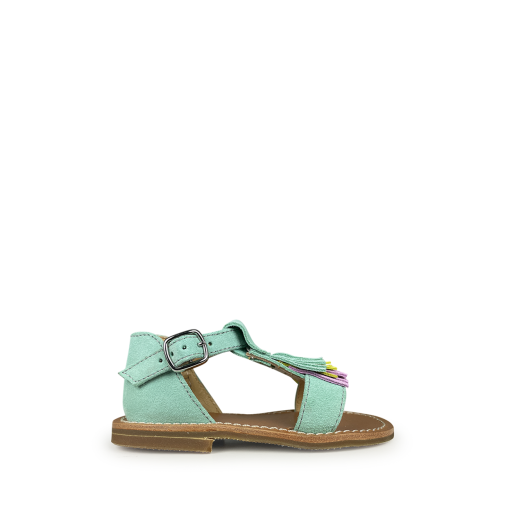 Kids shoe online Gallucci sandals Turquoise sandal with fringes