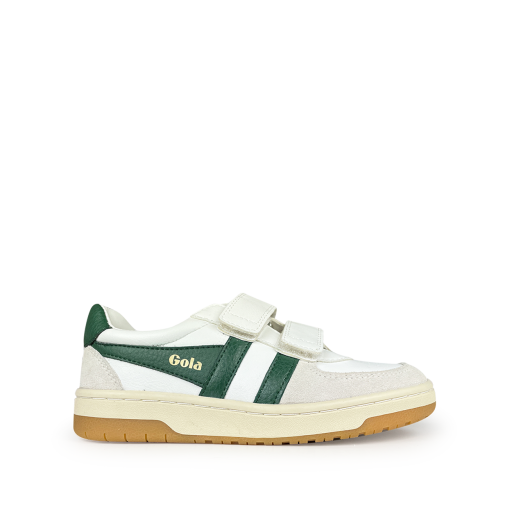 Kids shoe online Gola trainer White and green sneaker with Velcro