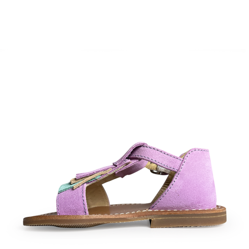 Gallucci sandals Purple sandal with buckle, blue and beige finishing.