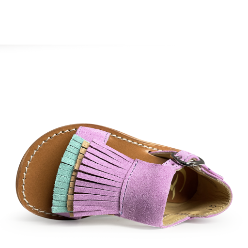 Gallucci sandalen Paarse sandaal met gesp, blauwe en beige afwerking