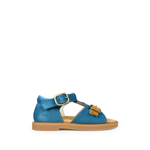 Kids shoe online Beberlis sandals Blue sandal with brown