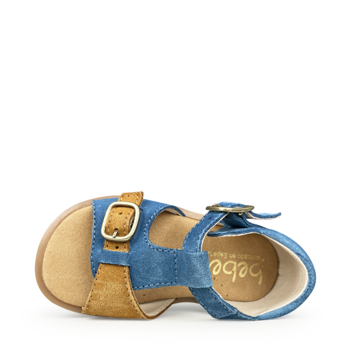 Beberlis sandalen Blauwe sandaal met bruin