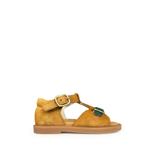Kids shoe online Beberlis sandals Brown sandal with green