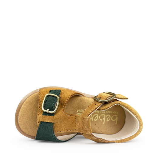 Beberlis sandalen Bruine sandaal met groen