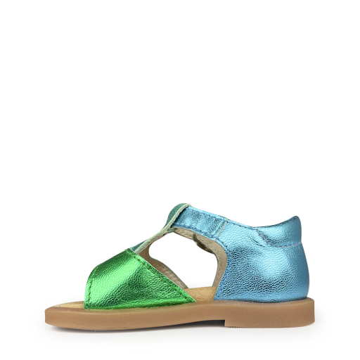Beberlis sandalen Blauw en groene metallic sandaal