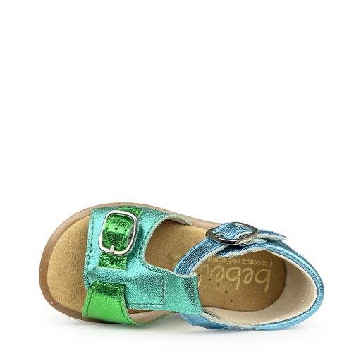 Beberlis sandalen Blauw en groene metallic sandaal