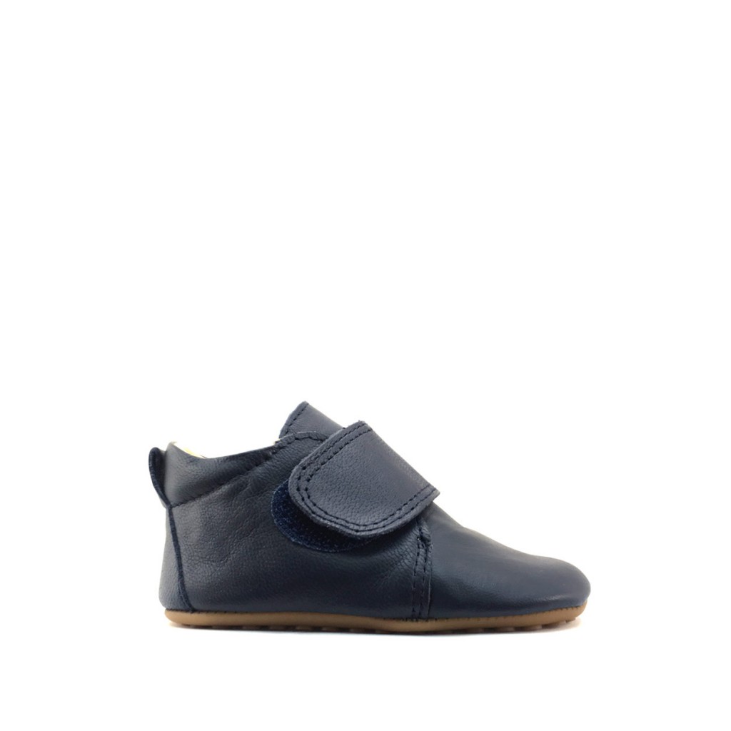 Pompom - Leather blue slipper