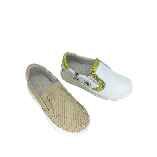 BiKey trainer Loafer in white print and gold