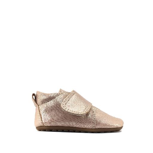 Kids shoe online Pompom slippers Leather slipper in sparkle rose