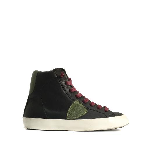 Kids shoe online Philippe Model trainer High sneaker in black and green