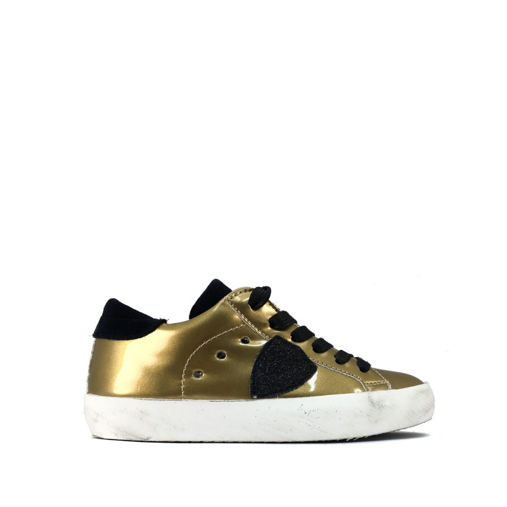 Philippe Model - Low gold sneaker with black accents