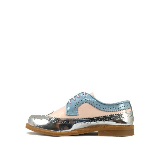 Eli Derby's Silver and pink patent derby with brogues