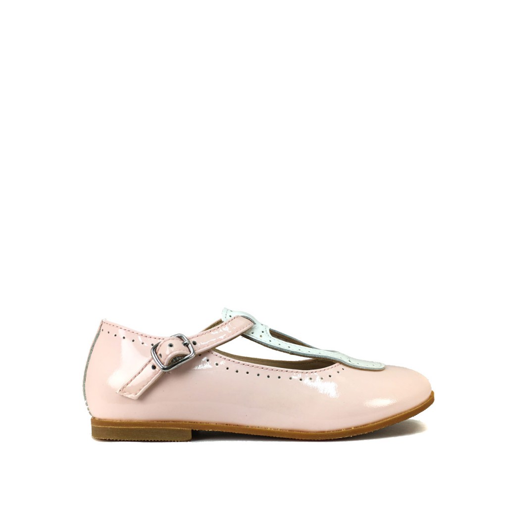 Gallucci - Patent baby pink mary-jane with white detail