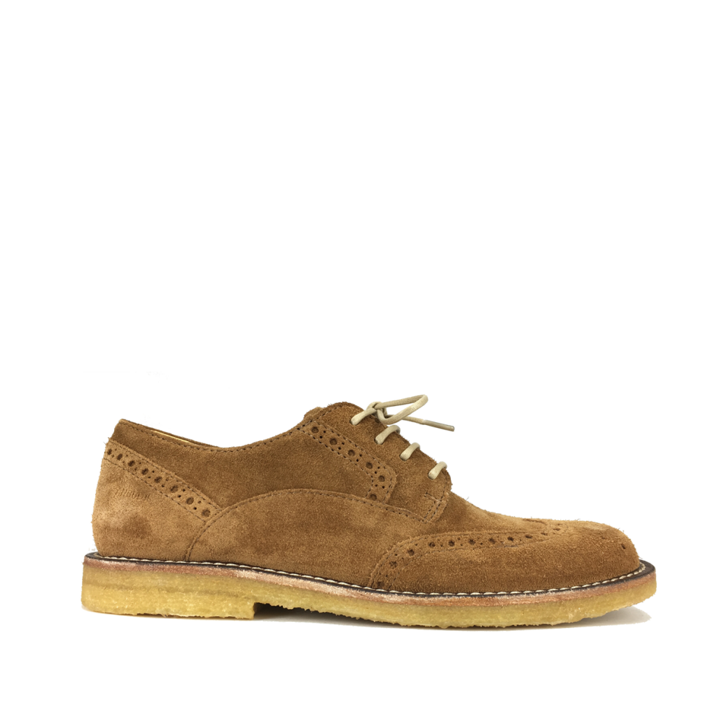 Angulus - Lace shoe in nubuck cognac with brogues