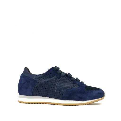 Kids shoe online Philippe Model trainer Runner in blue leather and suede