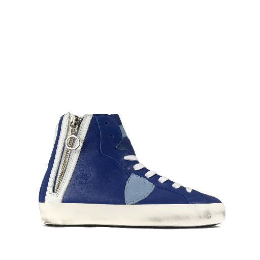 Kinderschoen online Philippe Model sneaker Hoge sneaker in blauwtinten en wit
