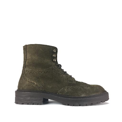 HIP Boots Green suede lace boot with brogues details