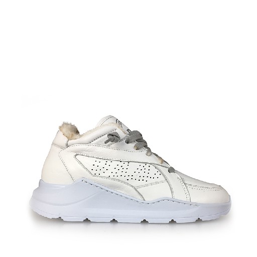 Kids shoe online P448 trainer Dad sneaker in white with lining