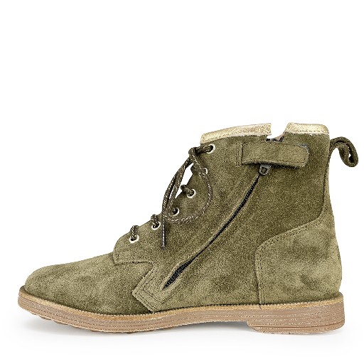 Pom d'api Boots Olive lace-up boot with gold rim
