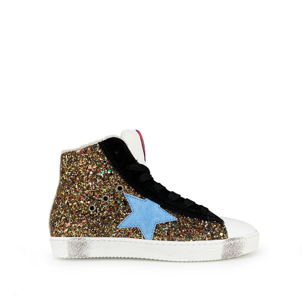 Rondinella - Glitter sneaker with blue star