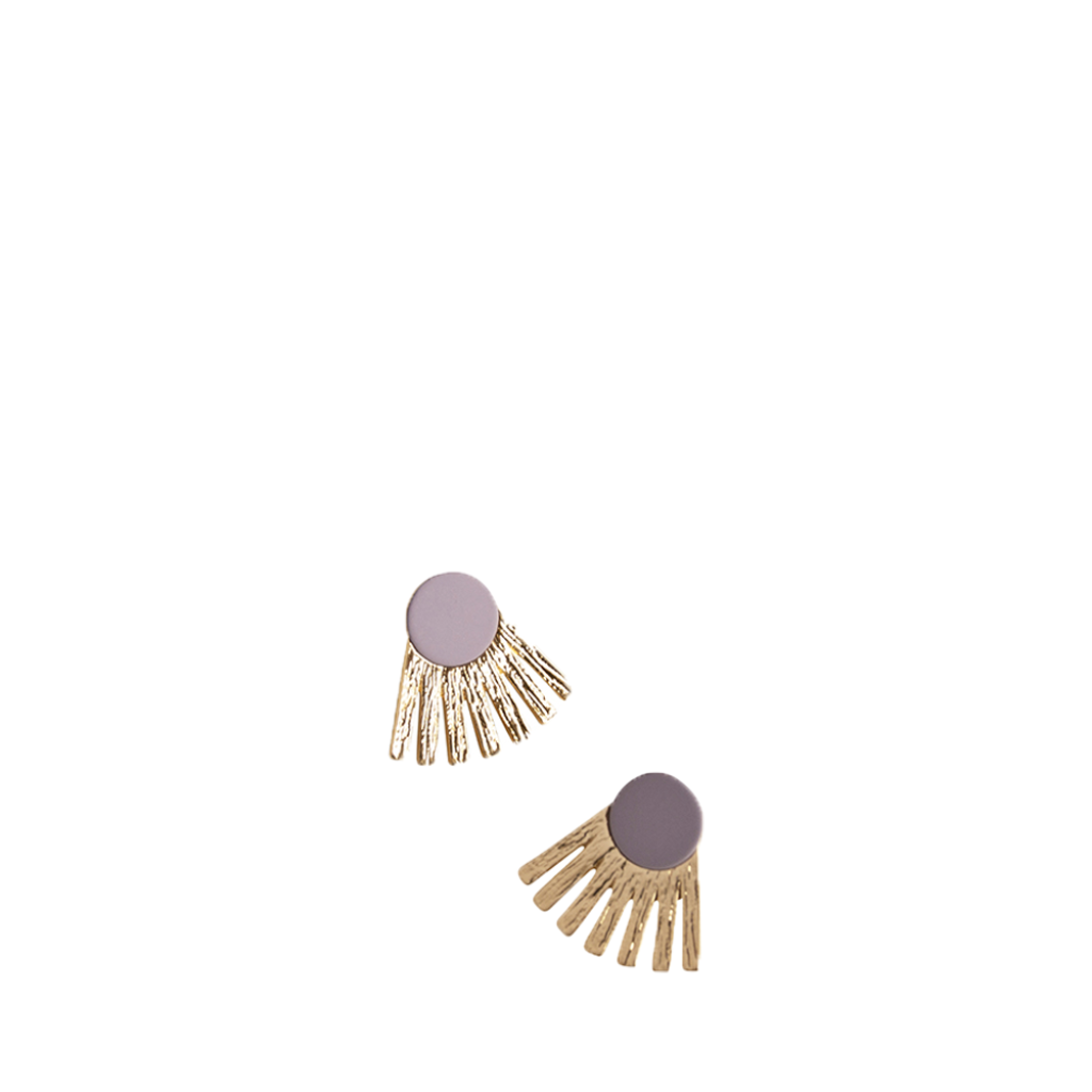 Sticky Lemon / Sticky Sis - Gold with purple earrings sunbeams