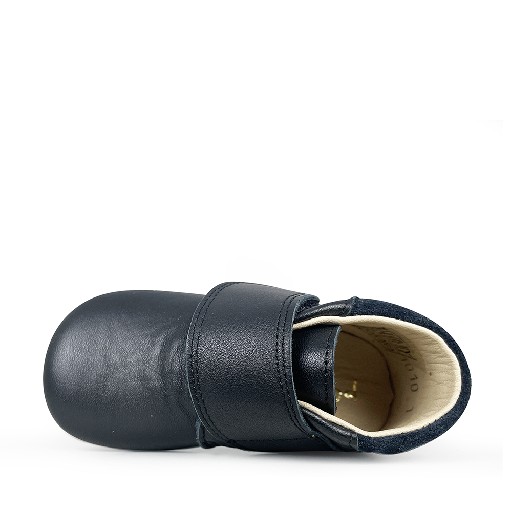 Pompom pantoffels Lederen pantoffel met velcro in zwart