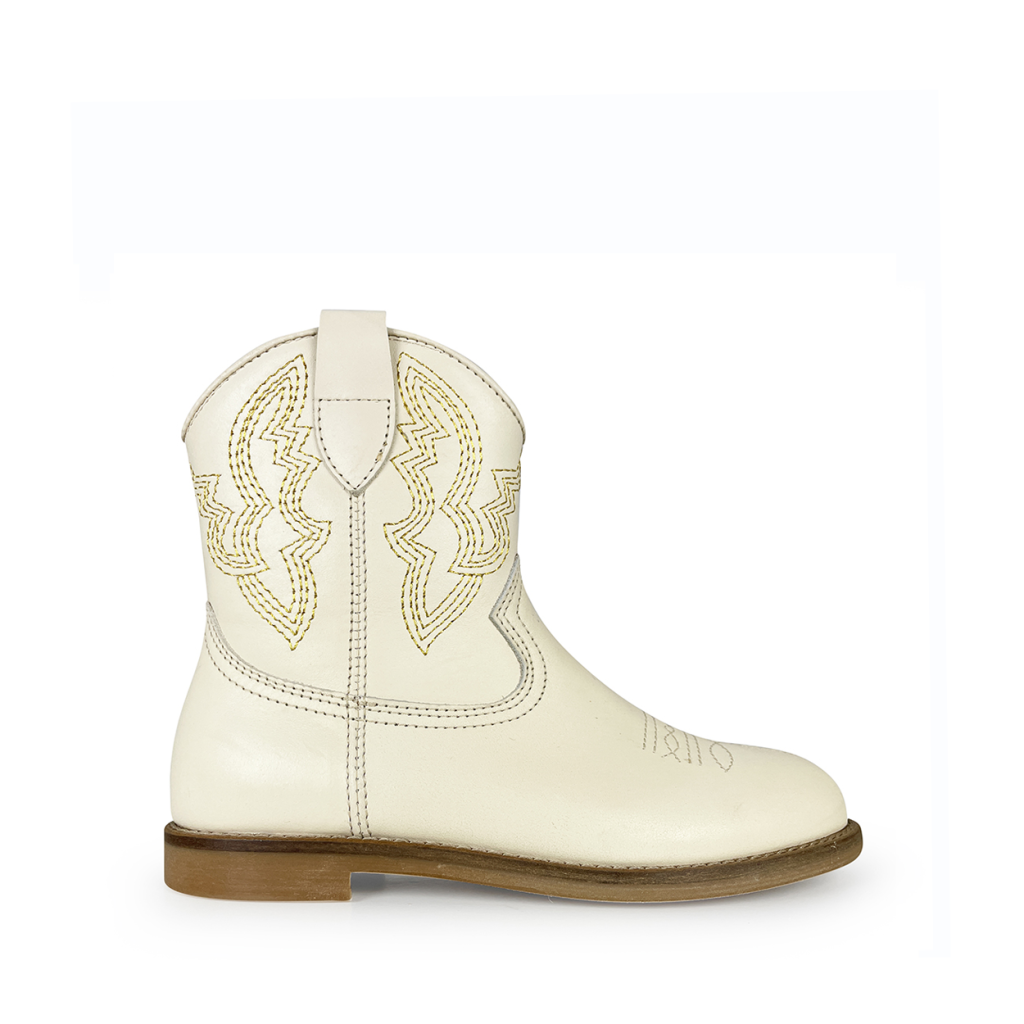 Ocra - Eggshell westernboots with gold and silver stitching