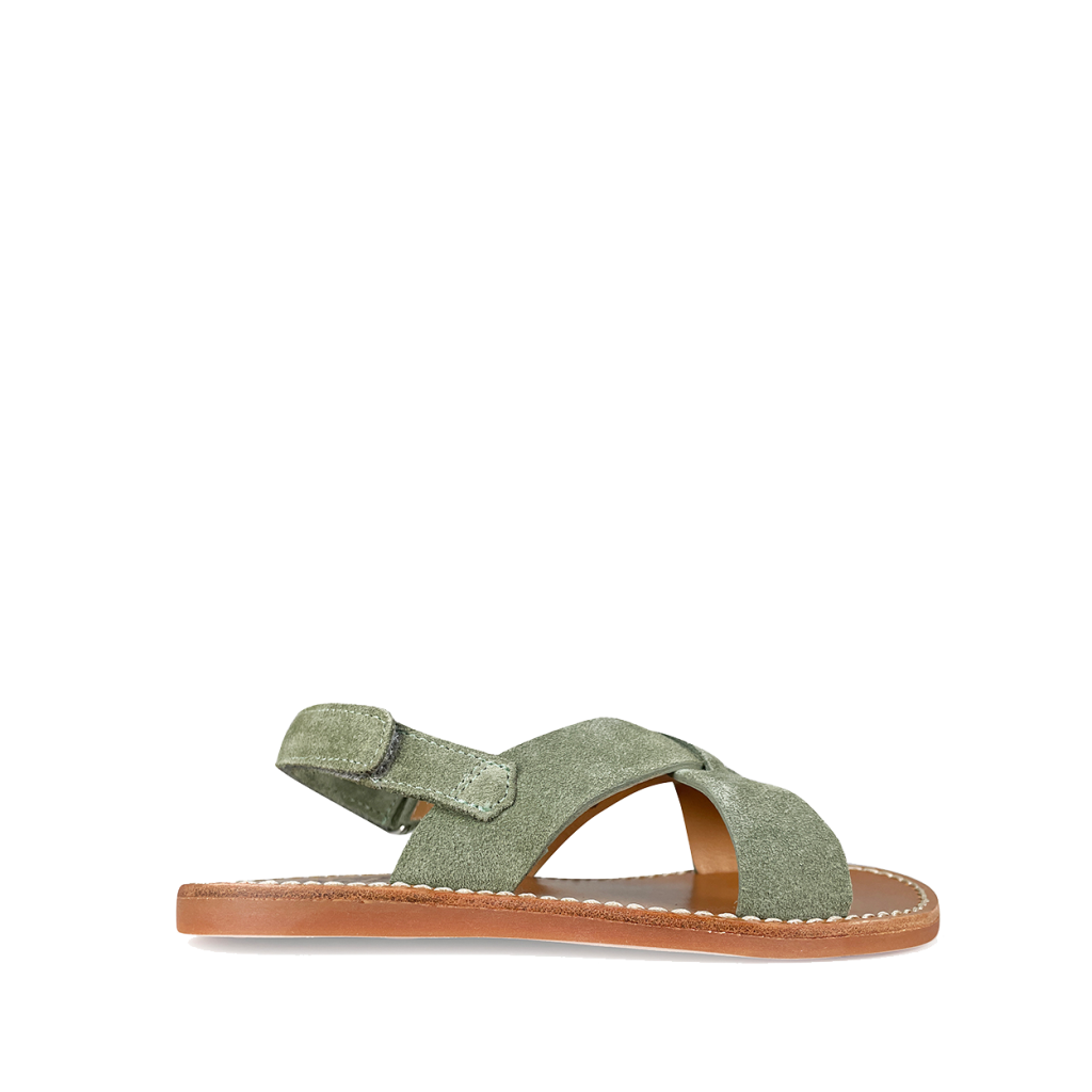 Pom d'api - Olive sandal with crossed band