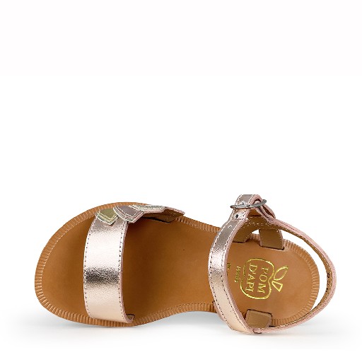 Pom d'api sandals Rosegold sandal with multi-coloured strap