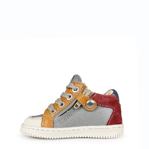 Ocra first walkers Gray trainer with yellow and red accents