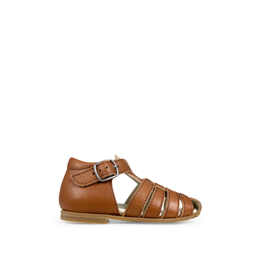 Kids shoe online Gallucci sandals Cognac sandal with buckles
