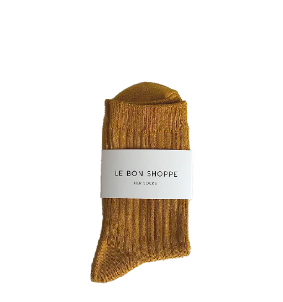 Le Bon Shoppe korte kousen Le Bon Shoppe -her socks- mustard glitter